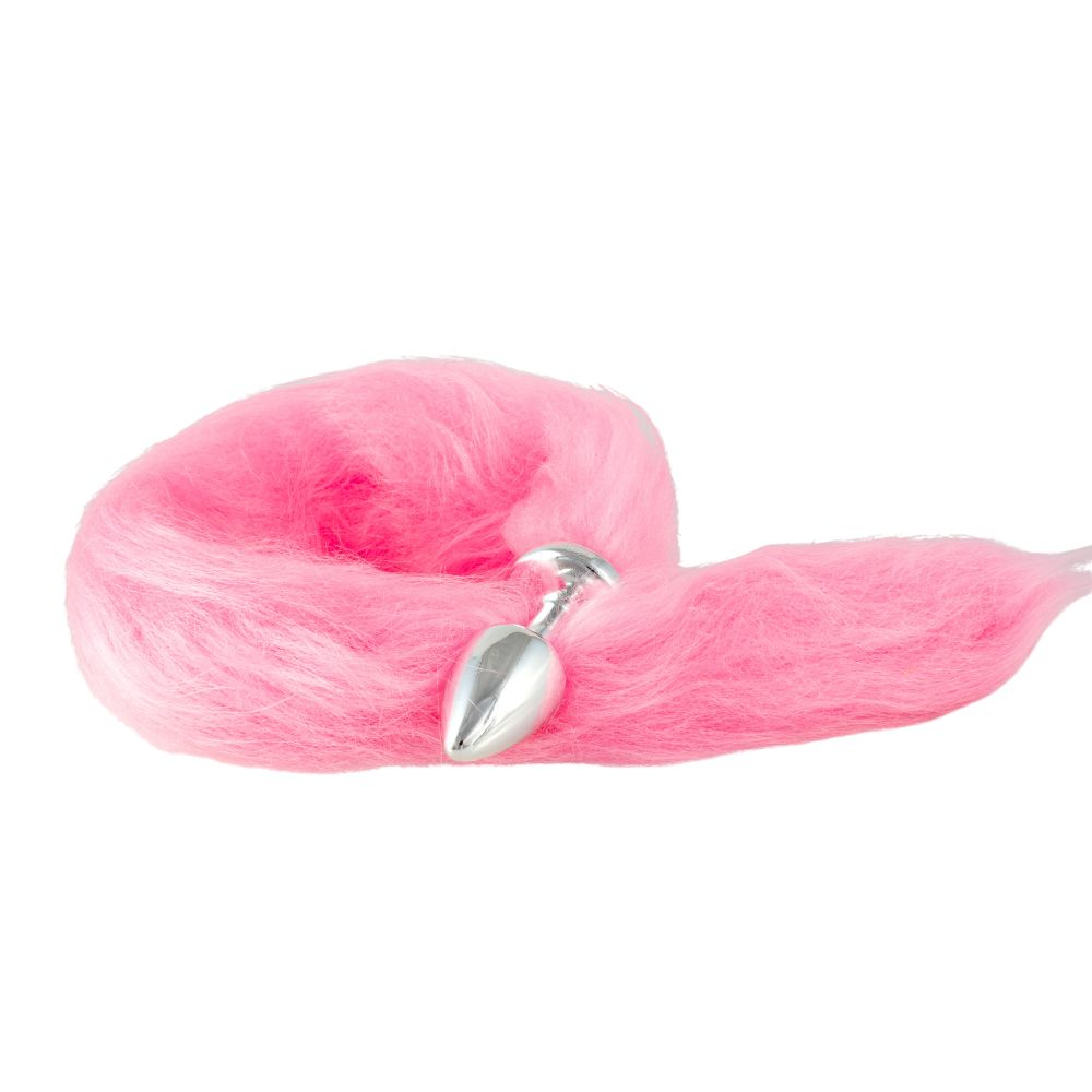 Plug Anal Less G Cromado Com Rabo Hard - Rosa