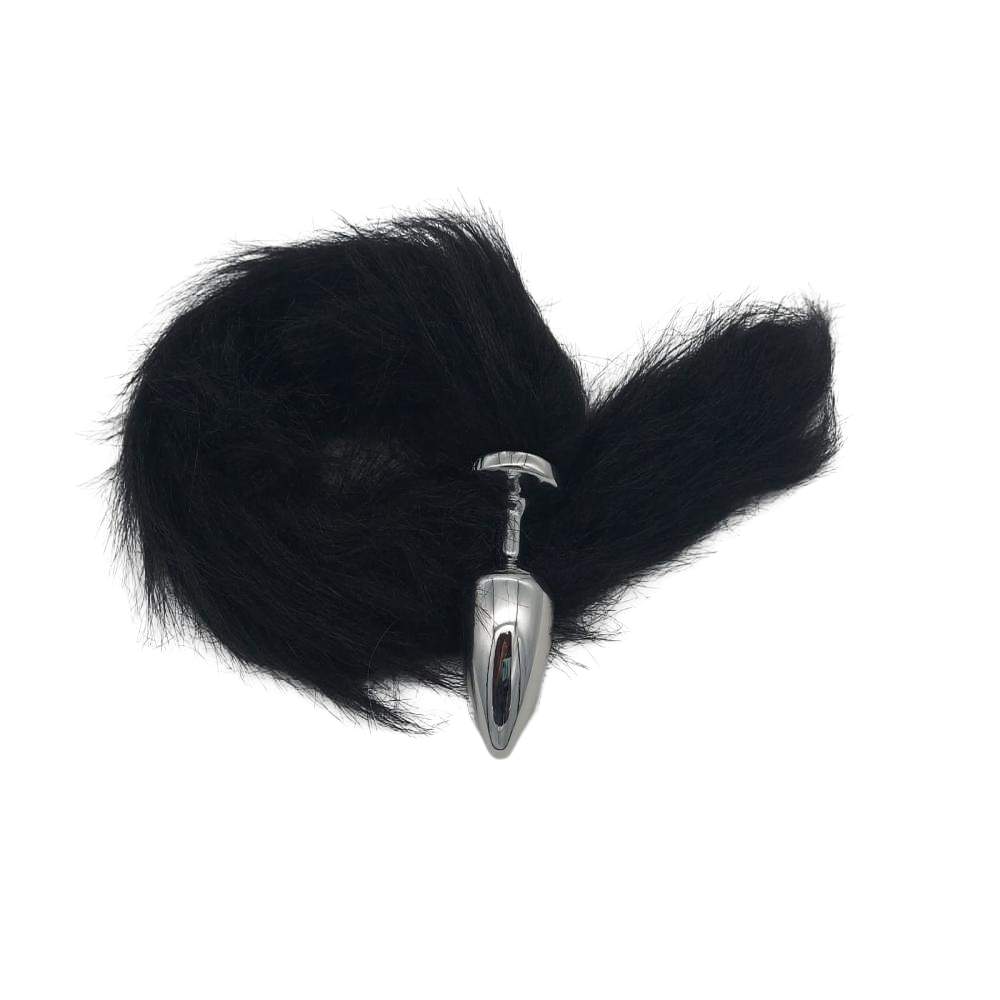Plug Anal Less M Cromado Com Rabo Hard - Preto