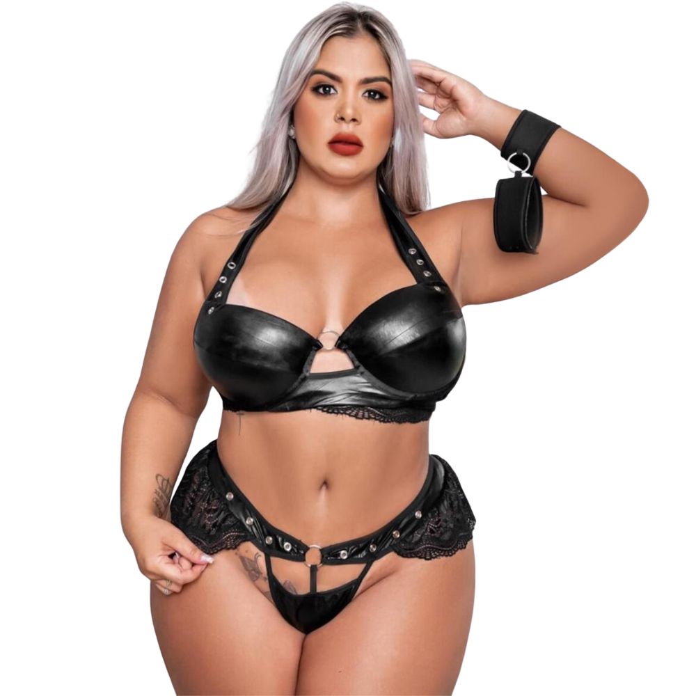 Fantasia Completa Dominadora Plus Size Garota Veneno