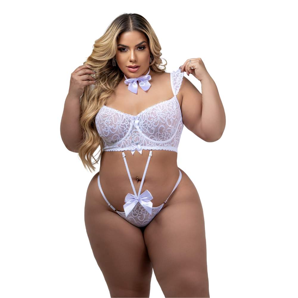 Body Presente Surpresa Plus Size Tallyta - Branco | G1