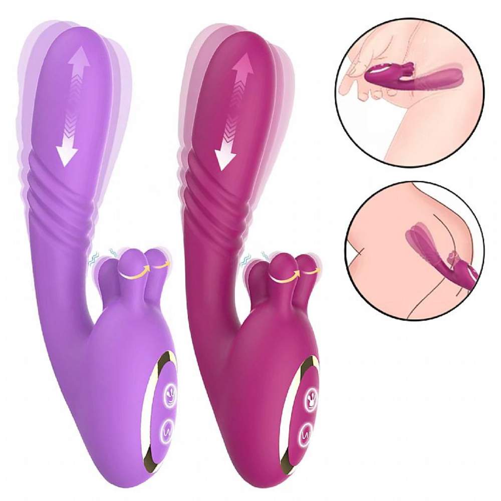 Vibrador de Ponto G e Clitóris com 360° Vai e Vem Mega Import - Roxo