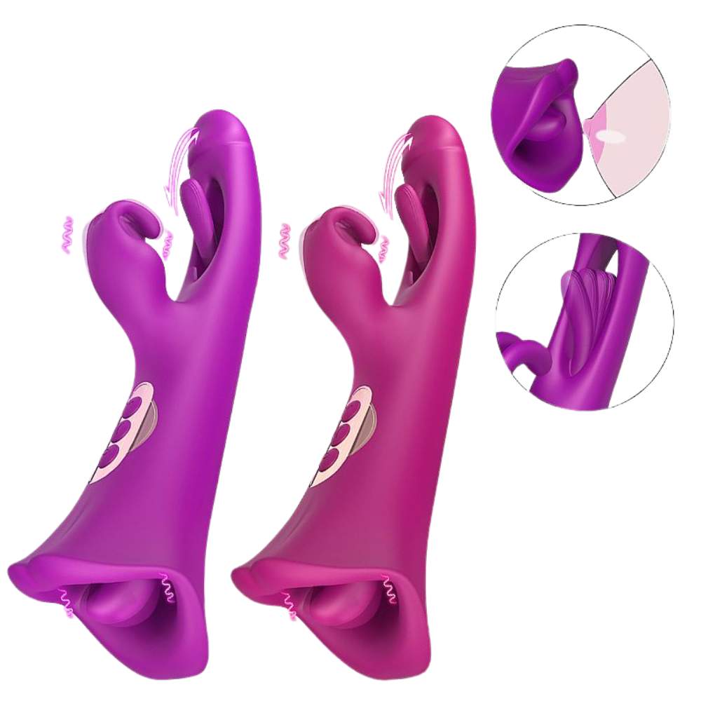 Vibrador de Ponto G e Clitóris com Boca Tease Park Mega Import - Vermelho
