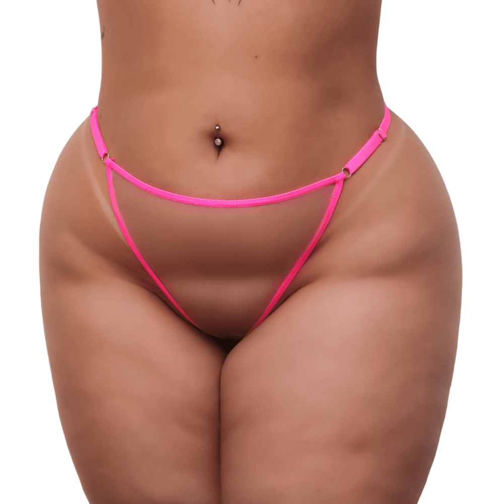 Calcinha Com Strass Personalizada  Plus Size Tesuda Tallyta - Rosa Neon Ilusion | Único