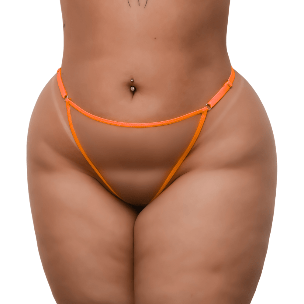 Calcinha Com Strass Personalizada  Plus Size Tesuda Tallyta - Laranja Neon Ilusion | Único
