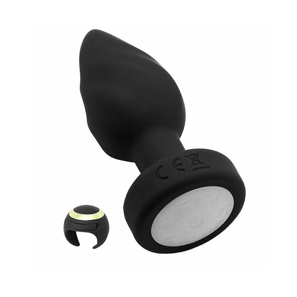 Plug Anal Touch Com Controle Remoto Em Formato de Anel Mega Import - Preto