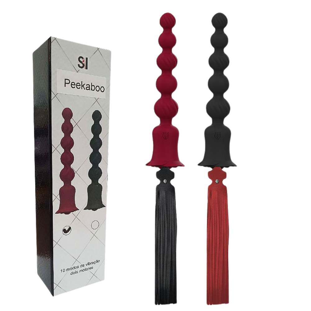 Chicote Com Vibrador Peekaboo Mega Import - Preto